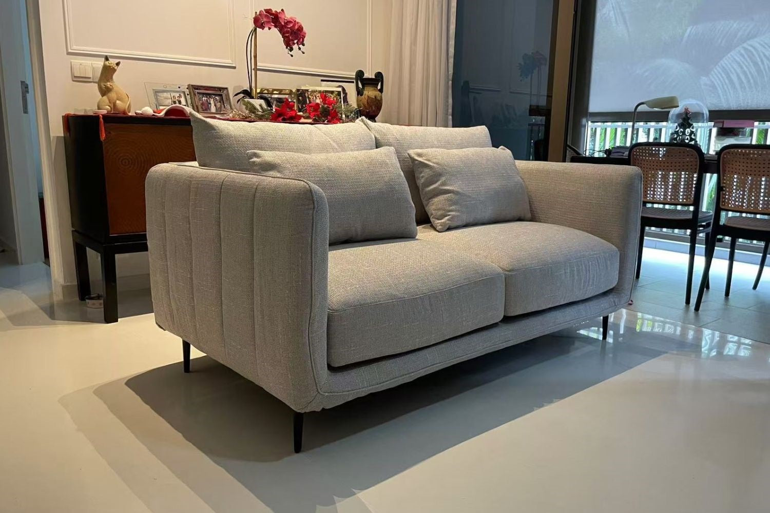 Casper 2 seater grey fabric sofa
