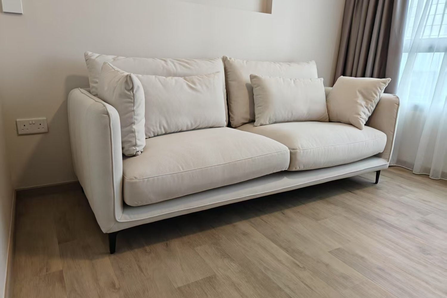 Casper 200cm white easy clean fabric sofa