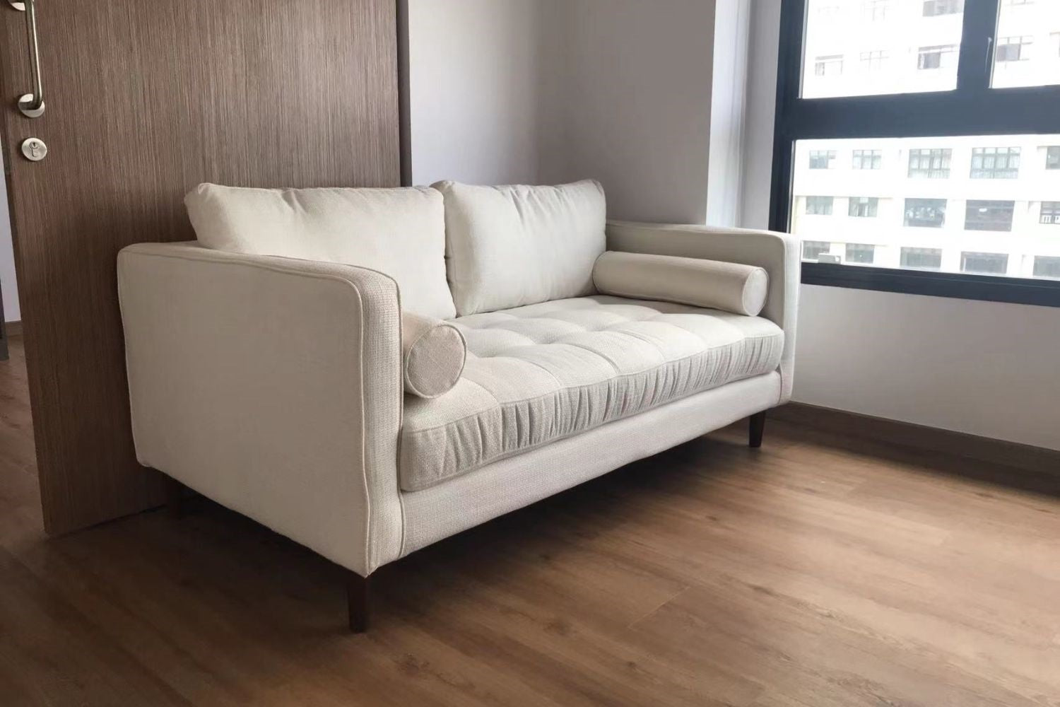 Castle 170cm white fabric sofa in customer's home