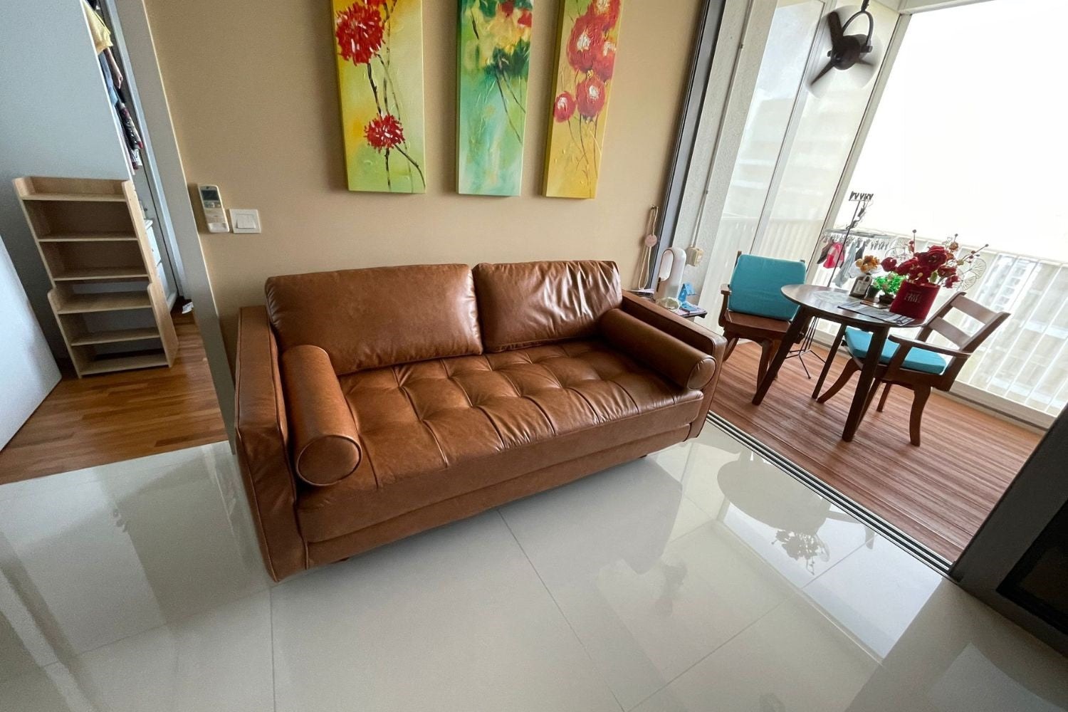 Castle 180cm brown vegan leather sofa