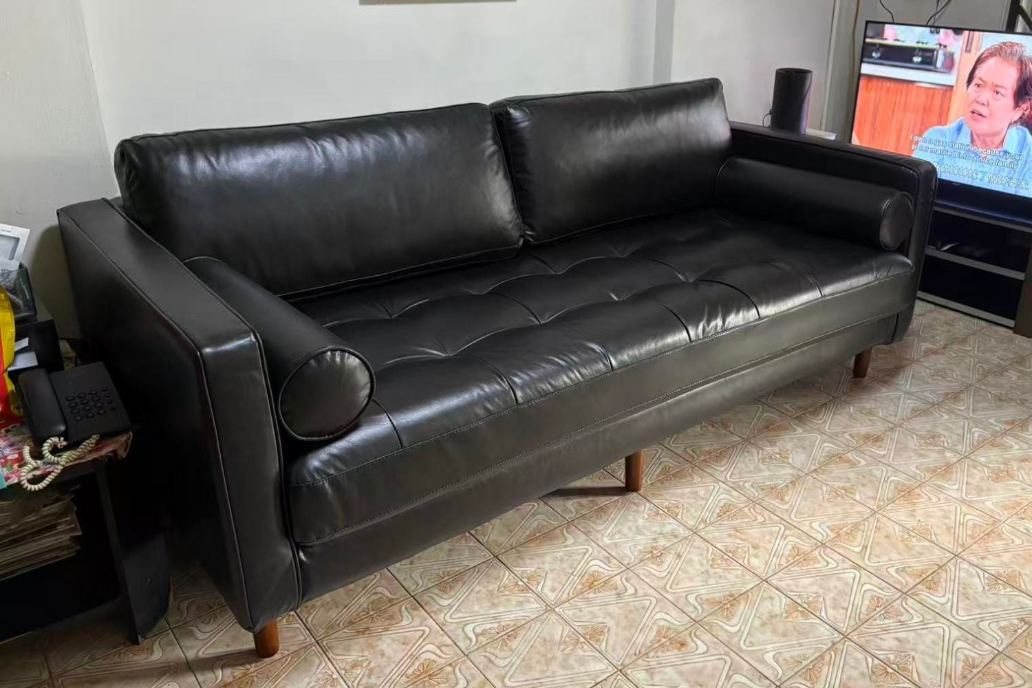 Castle 200cm Black Faux Leather Sofa Christina Chan | Nov 25 