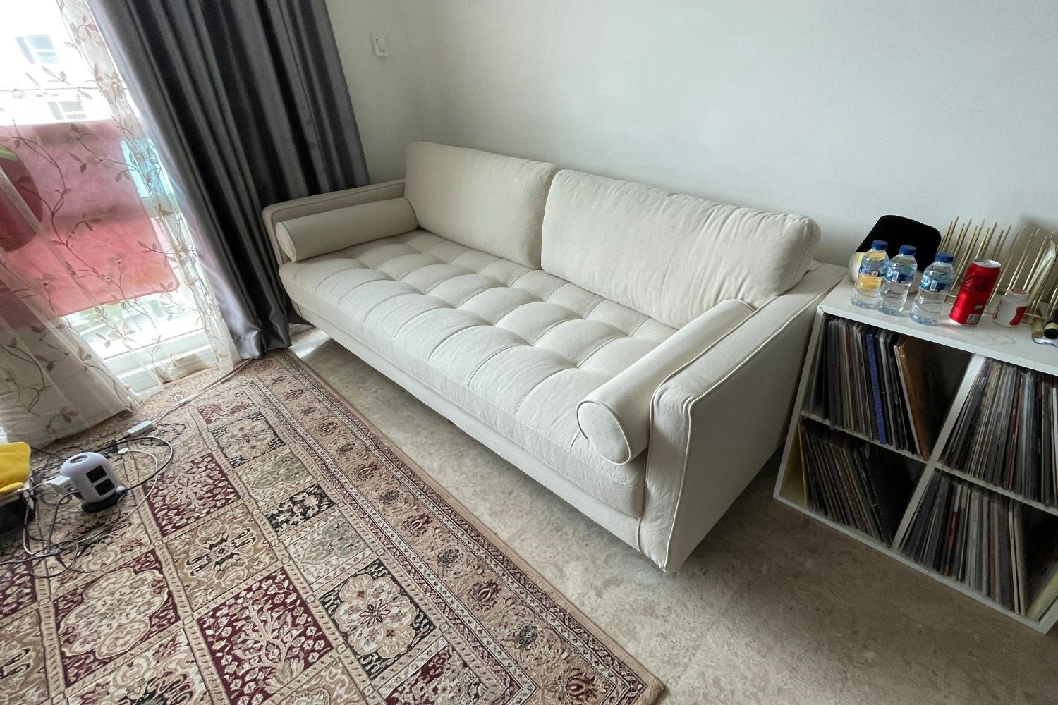 Castle 220cm beige fabric sofa