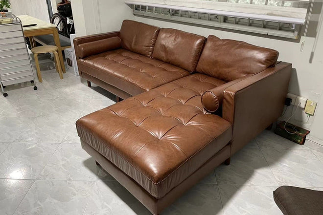 Castle 240cm dark brown (Dakota-04) faux leather sectional sofa Nur Aziziah | Sep 24