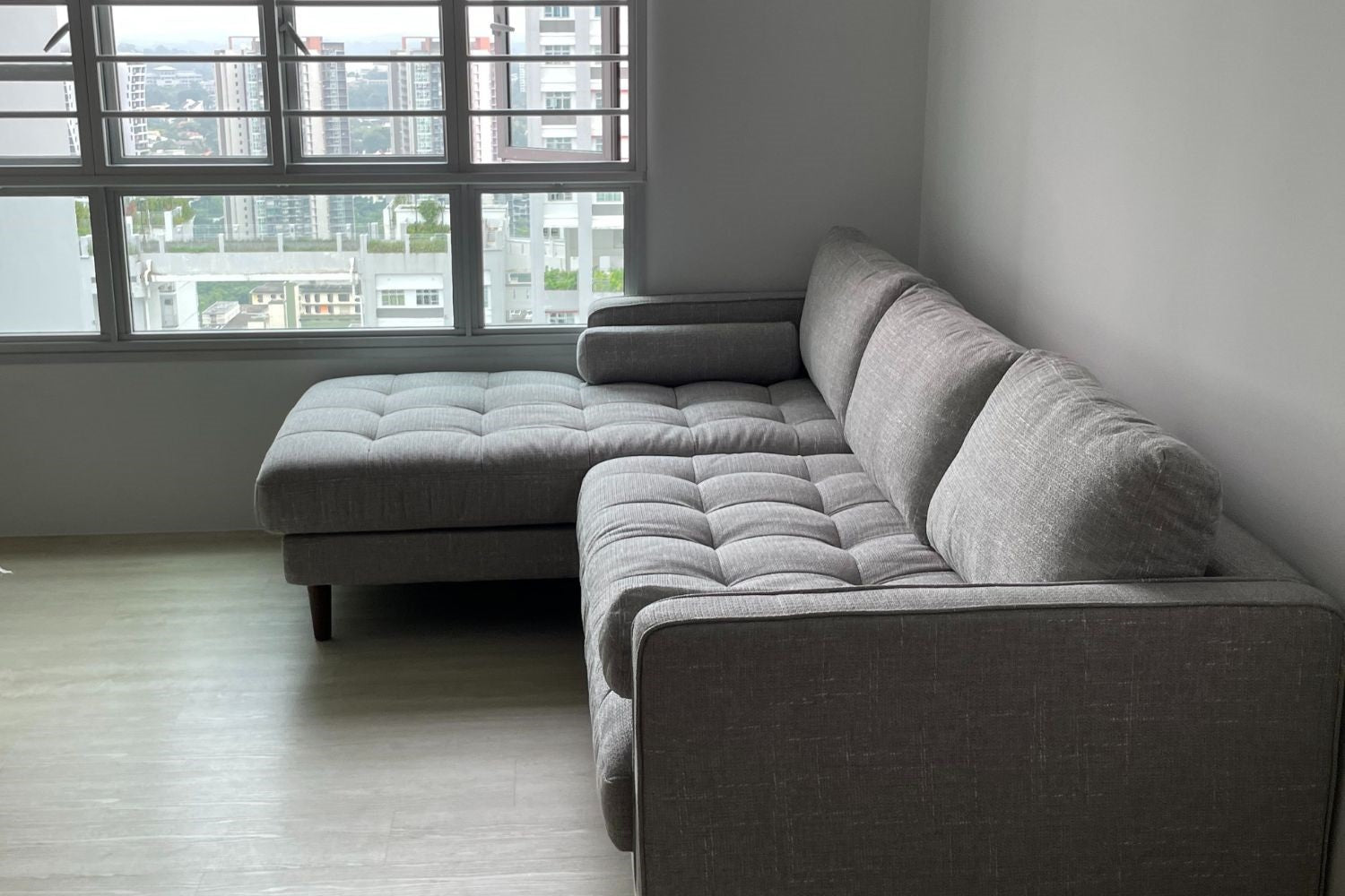 Castle 240cm grey fabric sectional sofa in real customer homes
