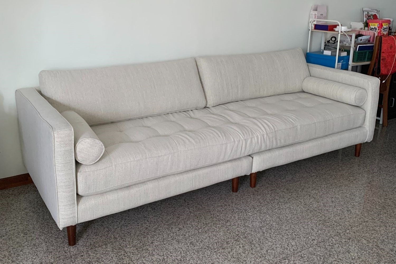 Castle 260cm grey fabric sofa