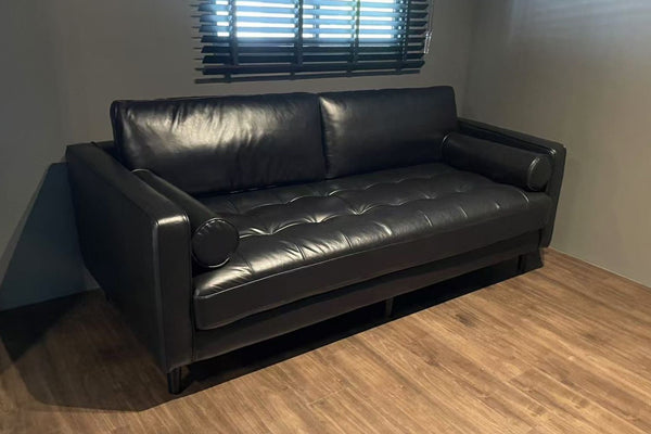 Castle 200cm Black (Dakota 10) Faux Leather Sofa Melissa | Oct 24 