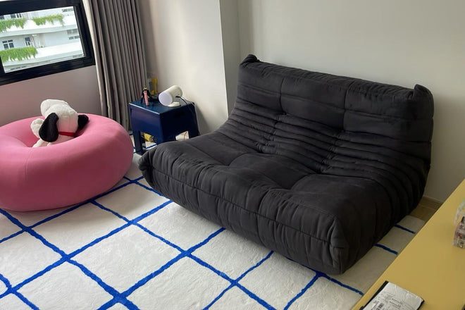 Caterpillar 131cm Dark Grey Suede Fabric Sofa Ronald Tan | Mar 25