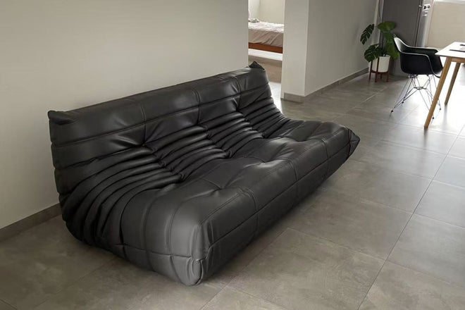 Caterpillar 174cm Black Faux Leather Sofa Benjamin | Dec 24