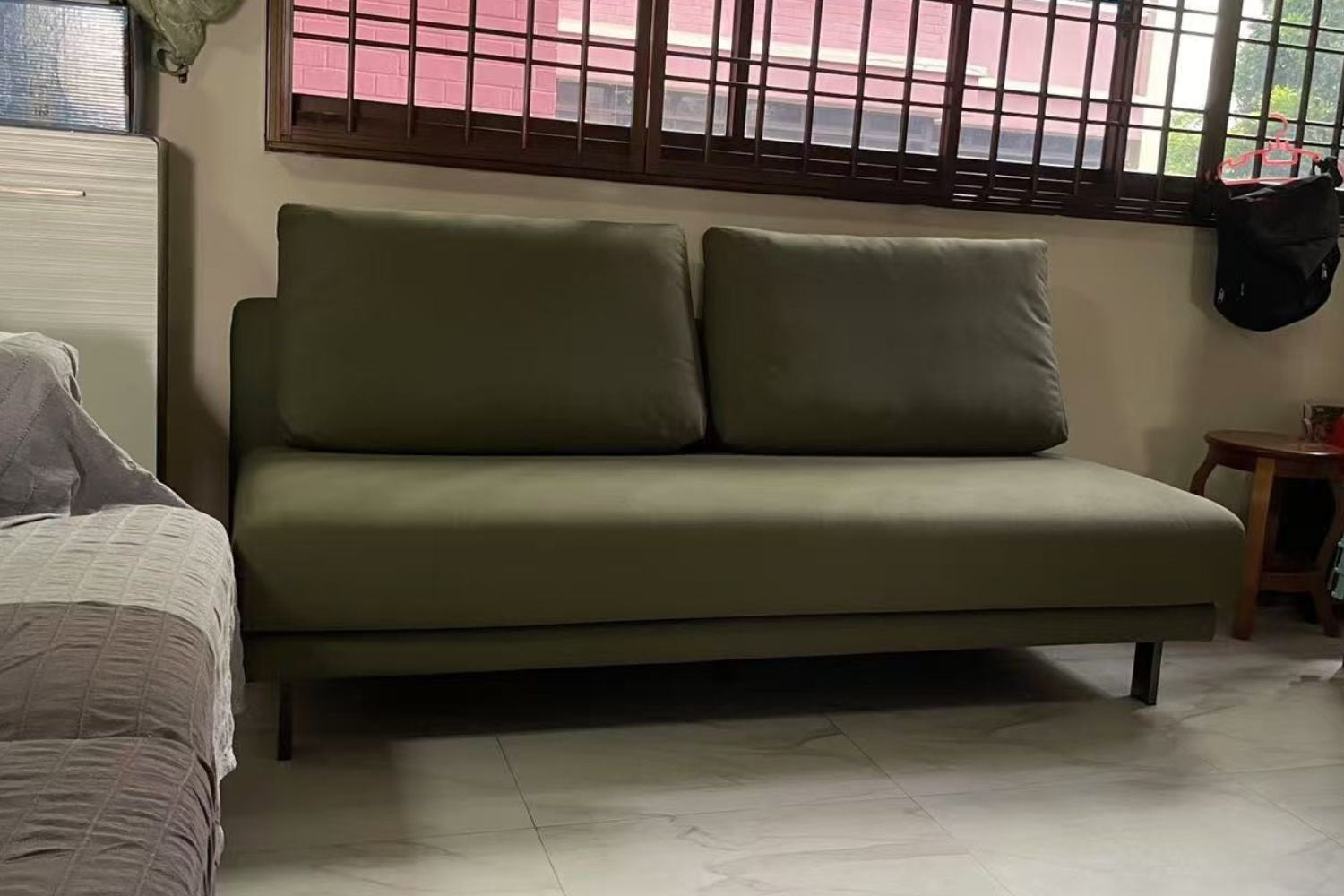 Cedar 2 seater green faux leather sofa