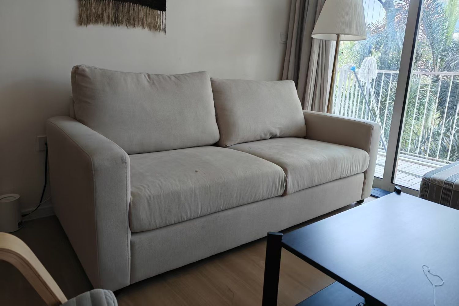 Chalet 2 seater beige organic fabric sofa