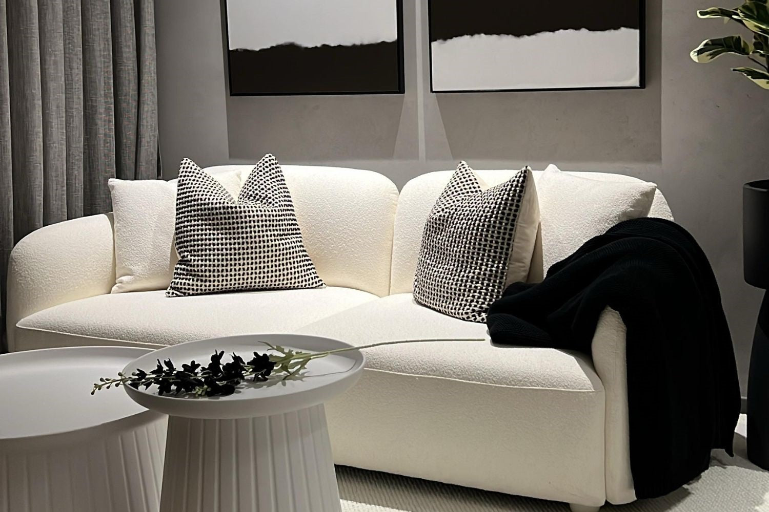 Charmy 205cm white sofa in customer's home