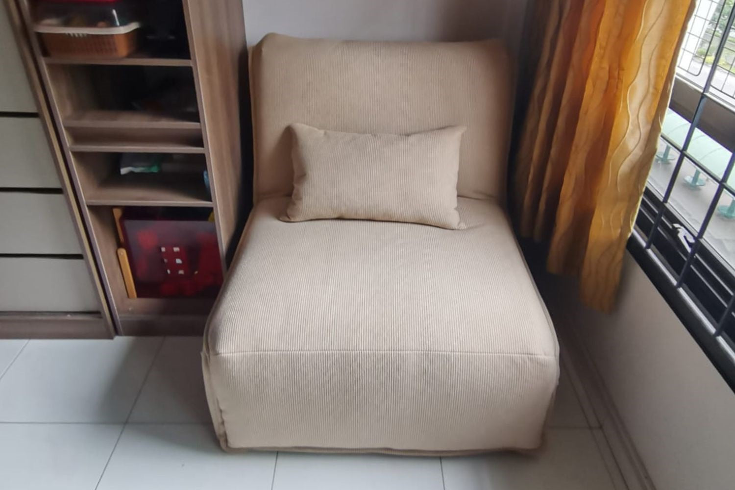 Chronos 1 seater electric brown fabric sofa bed