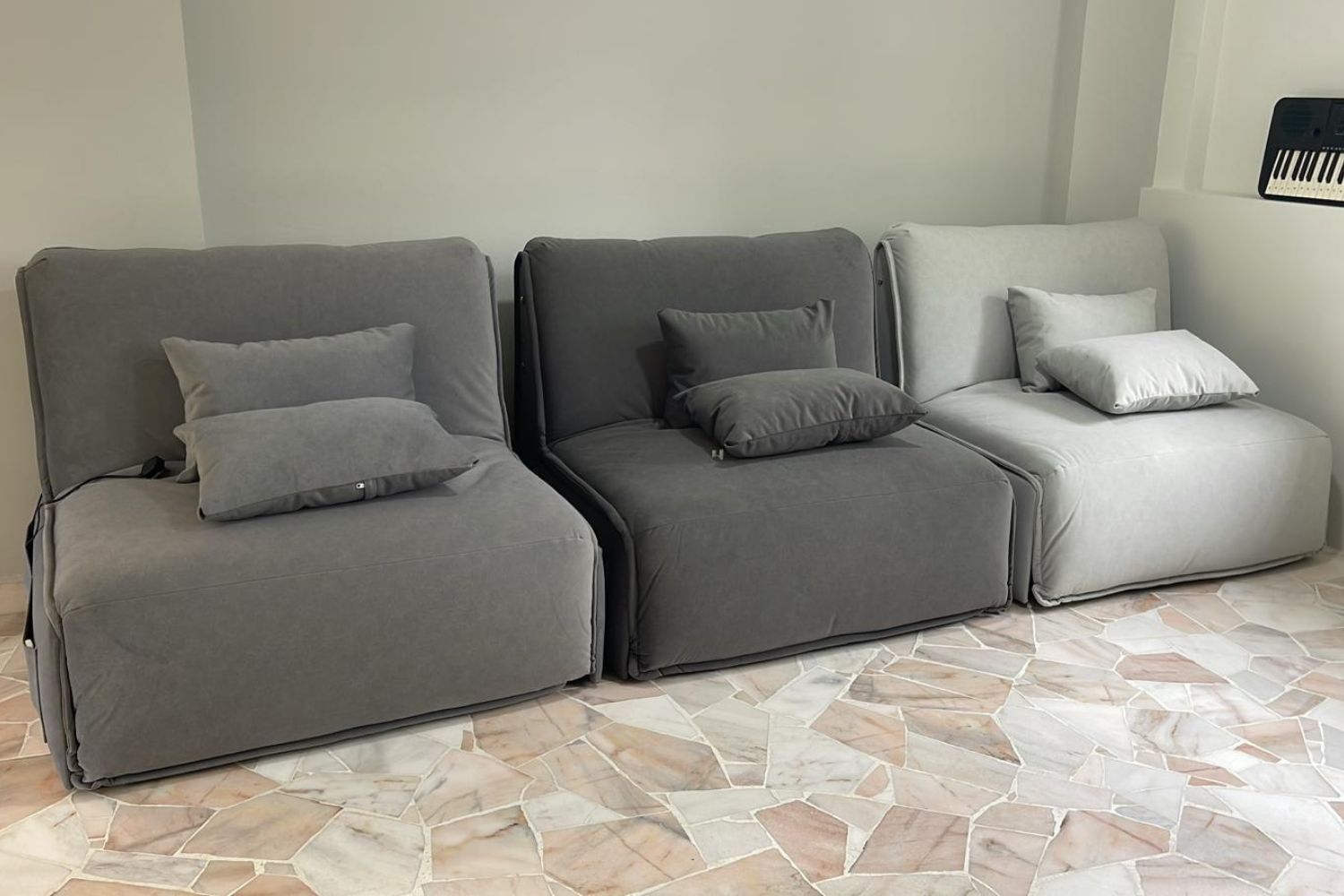 Set of 3 Chronos electric fabric sofa