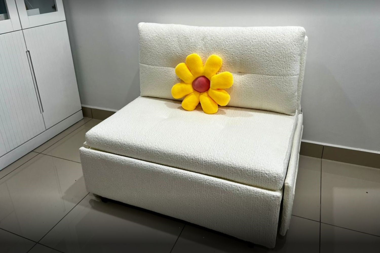Ciabatta 106cm White Fabric Sofa Bed Azlina | Jun 24