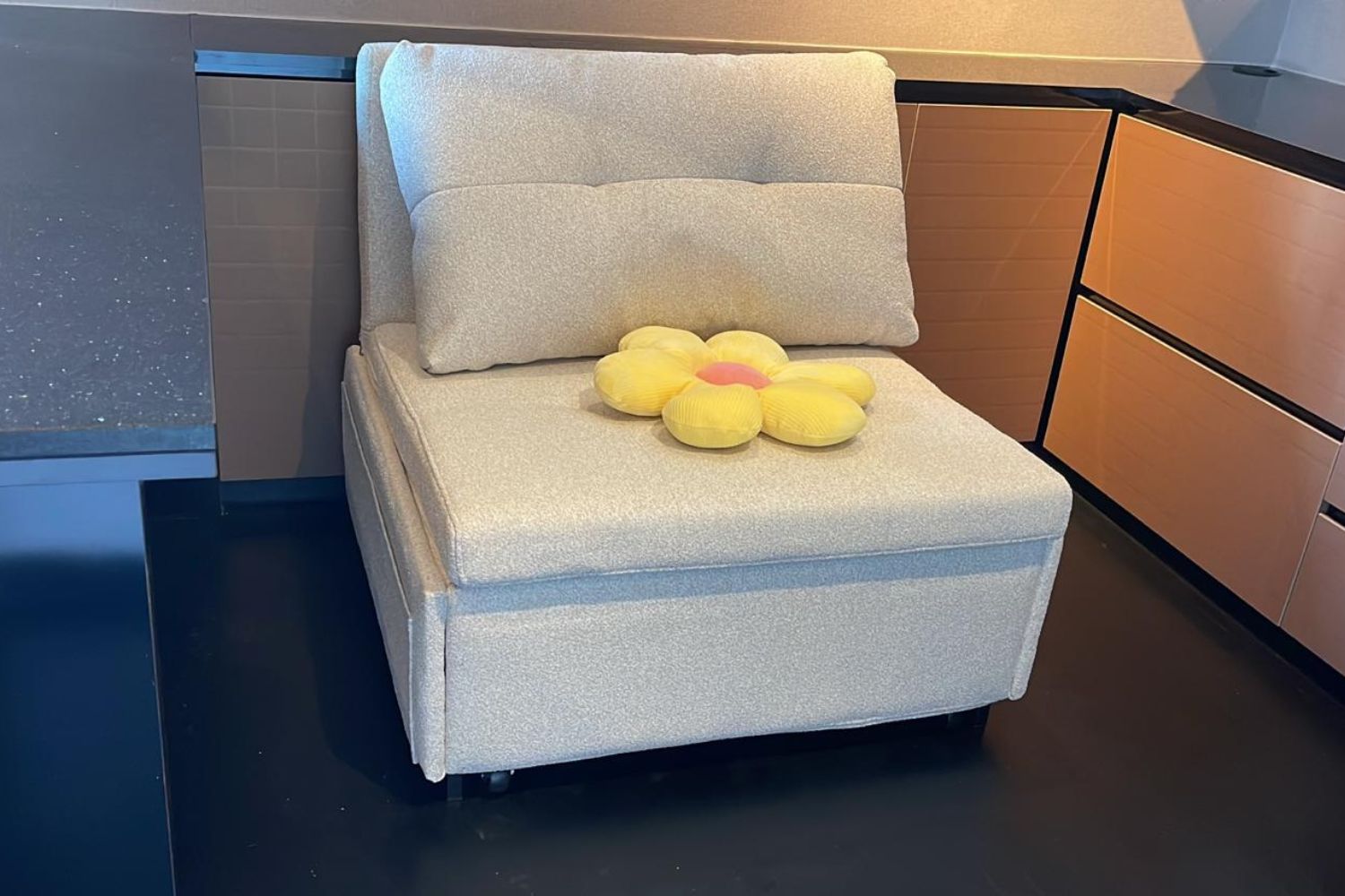 Ciabatta 86cm beige boucle fabric sofa bed
