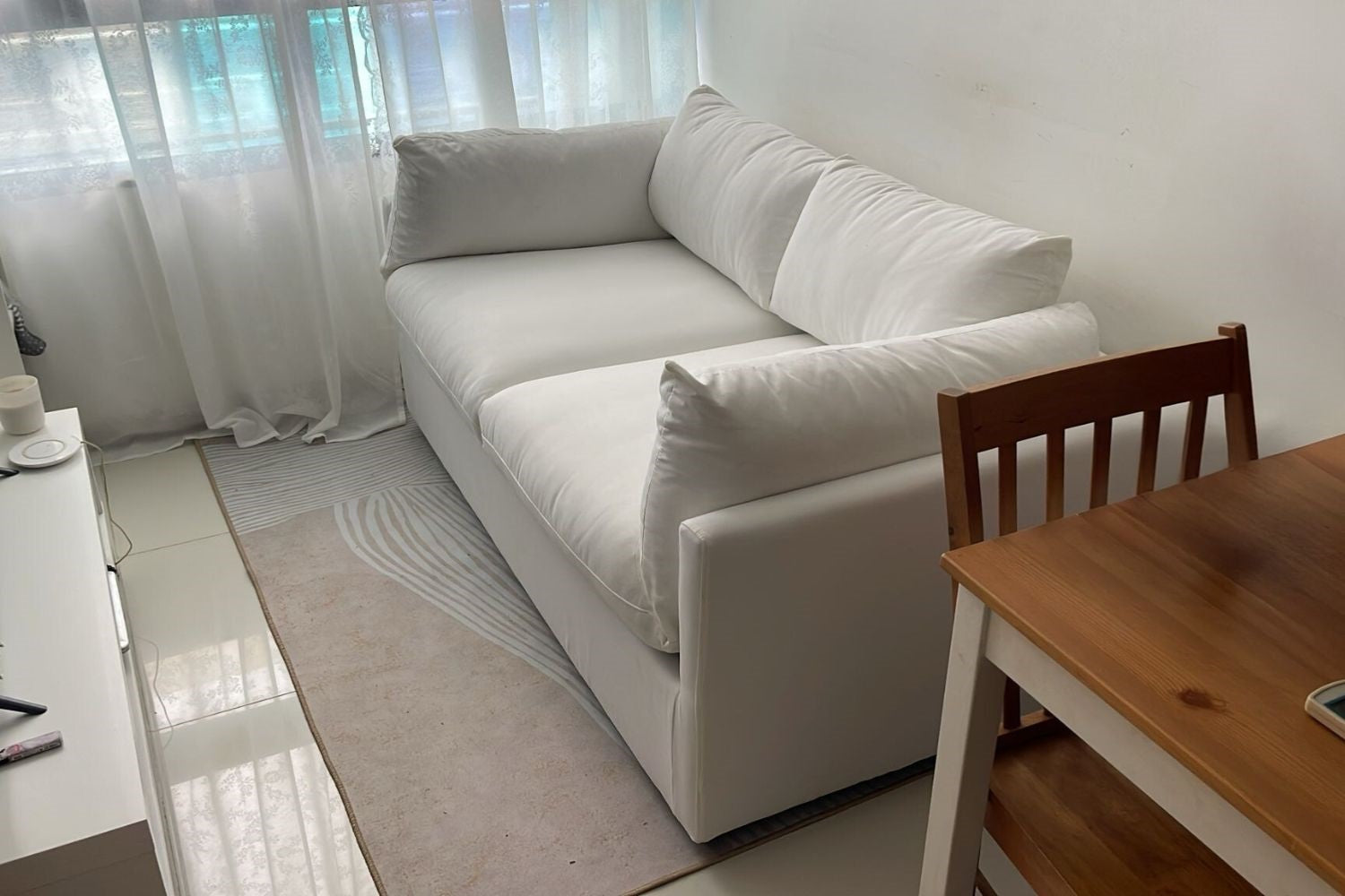 Clara 160cm White Fabric Sofa Wint | Nov 24