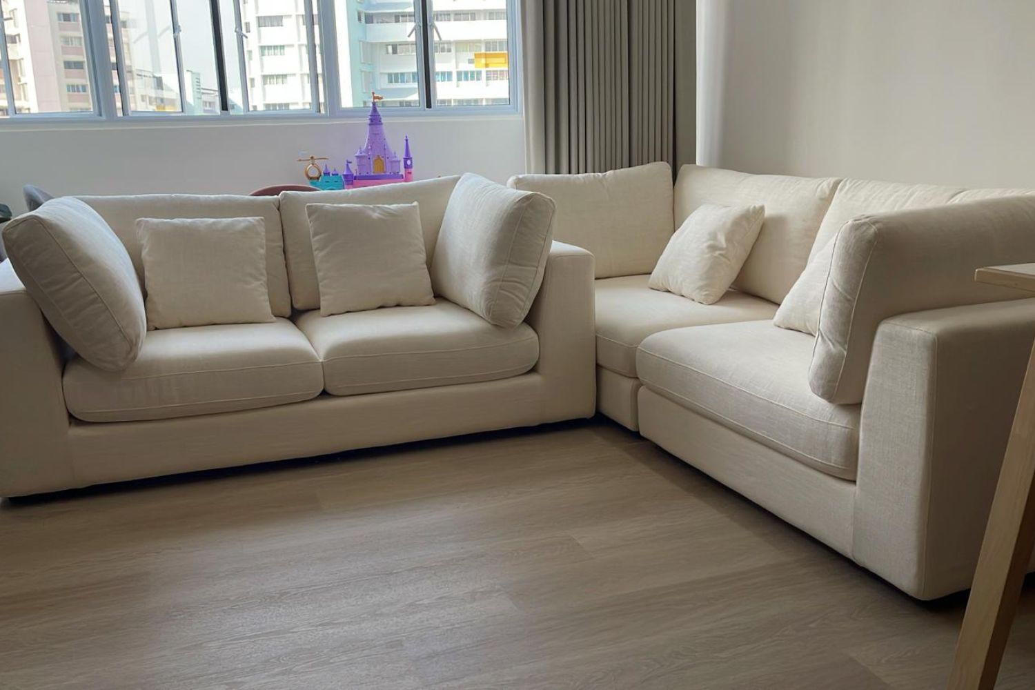 Claudia 2 + 3 seater white fabric sofa set