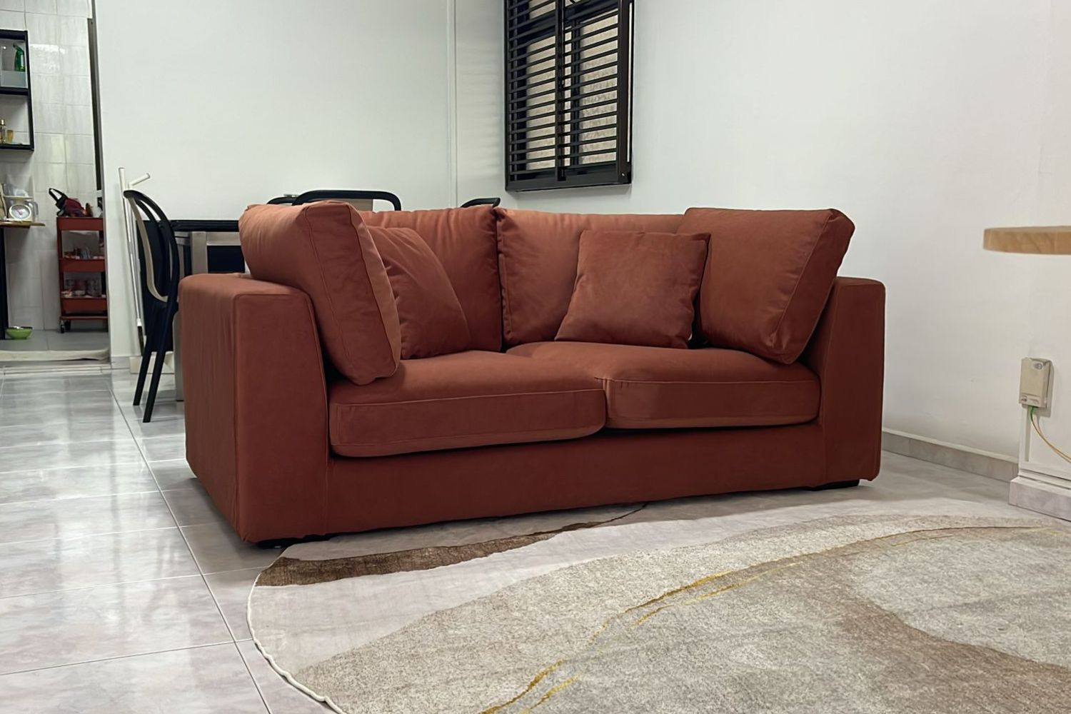 Claudia 180cm Orange Fabric Sofa Yen Chua | Sep 25