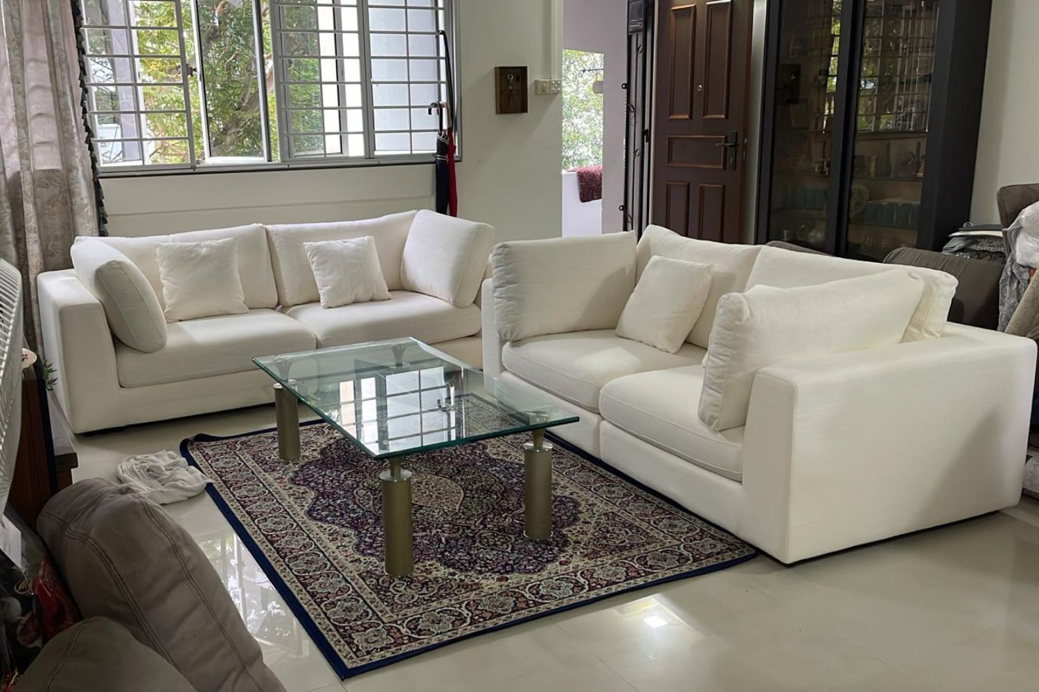 Claudia 2 x 3 seater sofa set in white