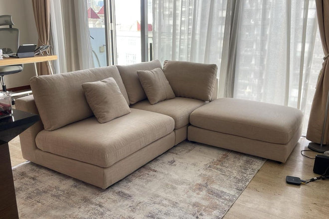 Claudia 200cm Beige Fabric One Arm Sofa Miakka | Jun 25