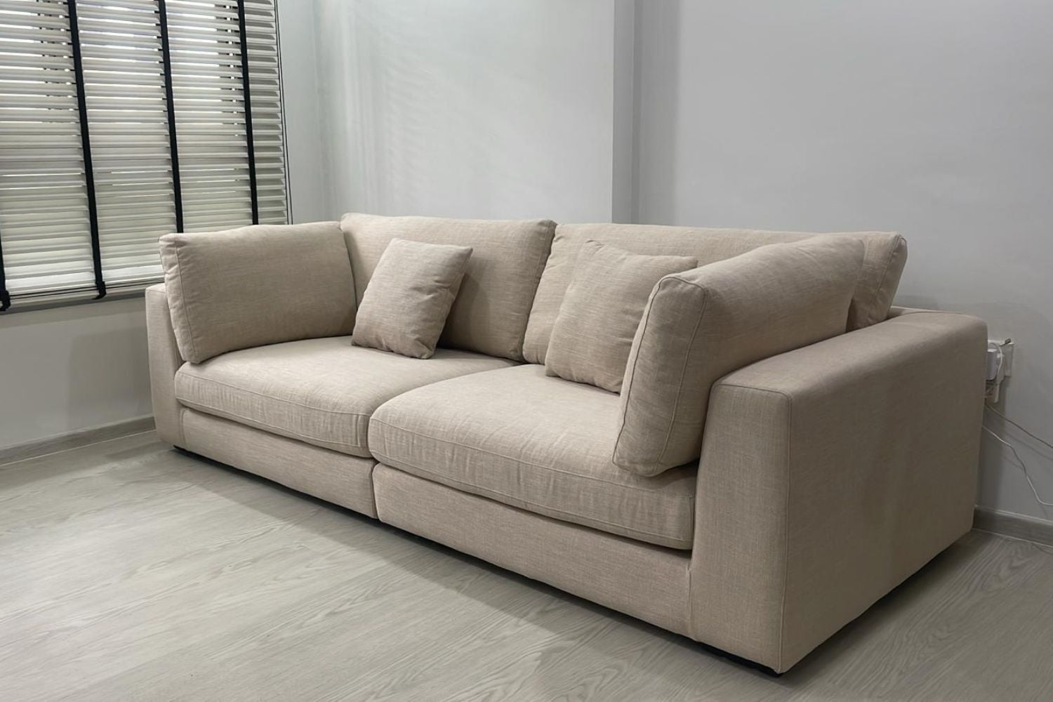 Claudia 240cm 3 seater beige fabric (Toby 46) sofa