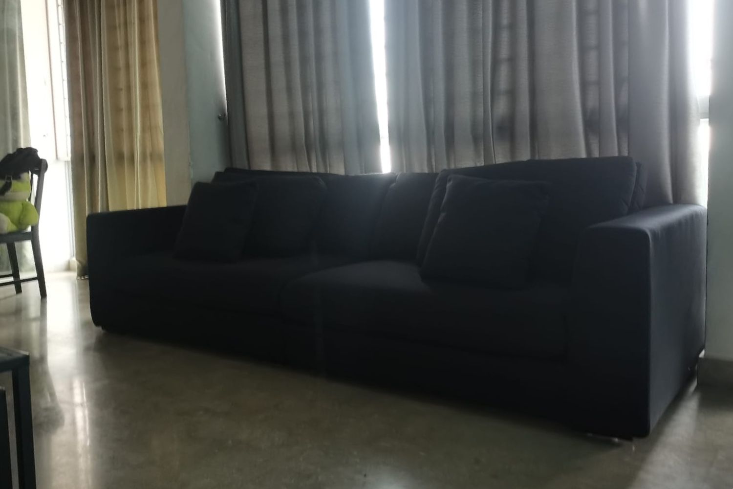 Claudia 4 seater black fabric sofa