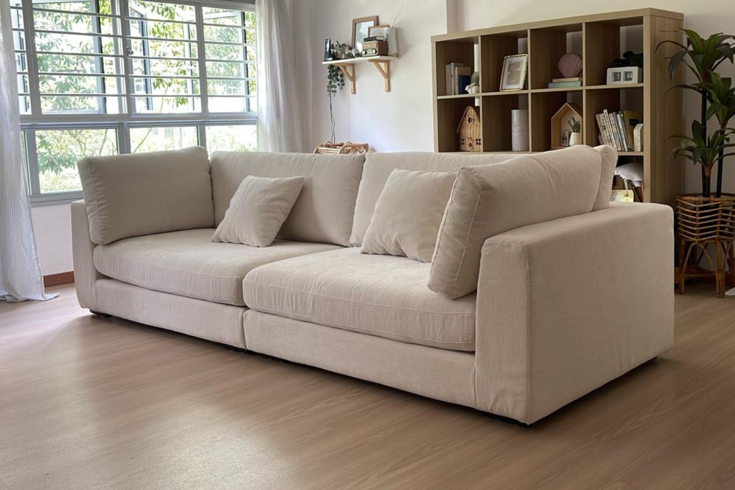 Claudia 4 seater off white fabric sofa