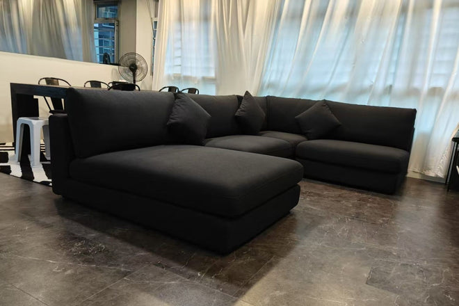 Claudia 300cm Black Fabric U Shape Sectional Sofa Eja | Dec 24