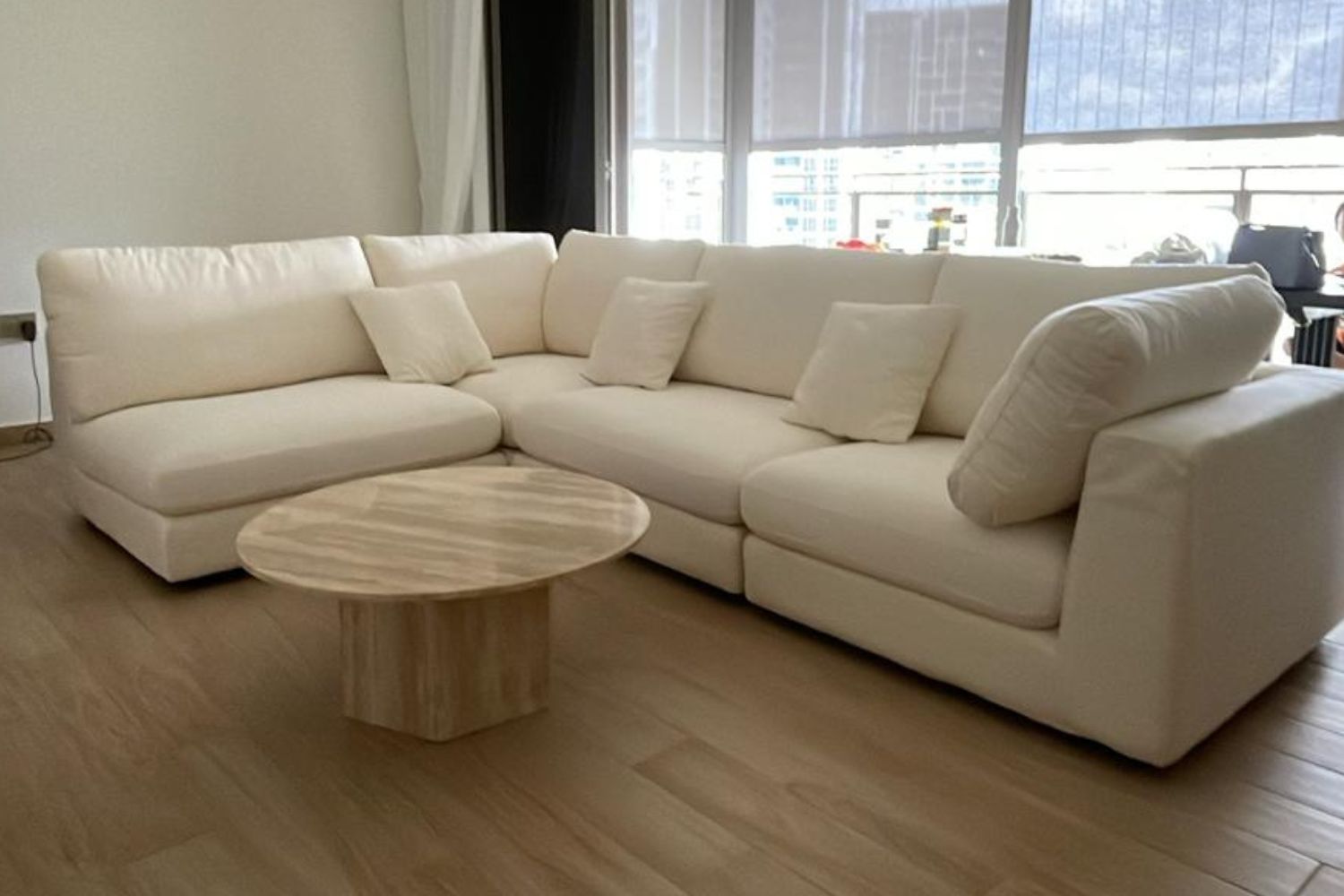Claudia 300cm White Fabric Corner Sectional Sofa Valerie Poh | Jul 25