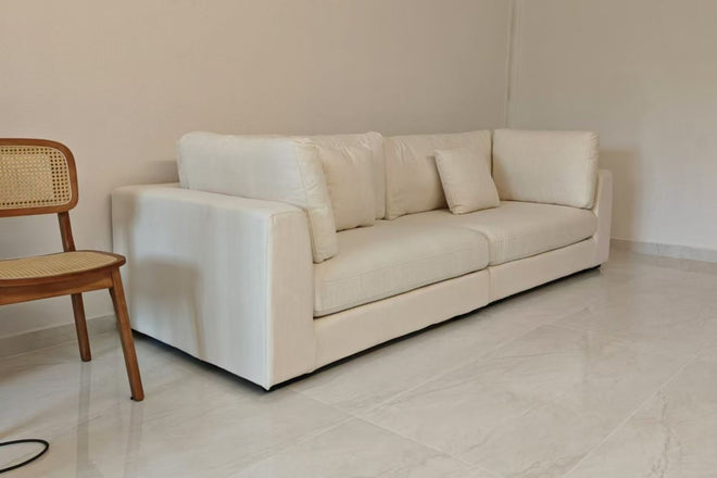 Claudia 260cm White Fabric Sofa Bowen | Oct 24