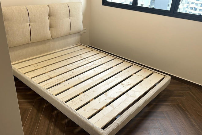 Claudia queen size white fabric bed frame My Crib | Apr 25