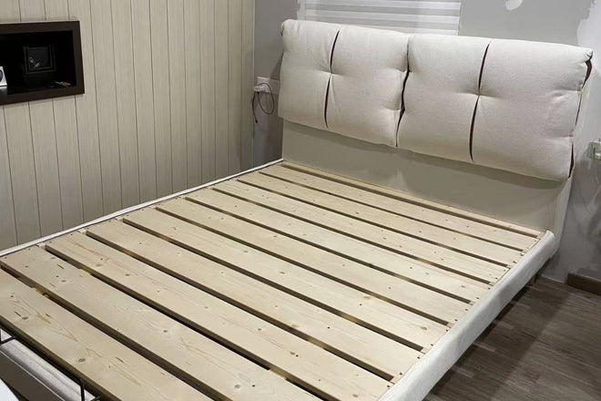 Claudia queen size white fabric bed frame felicia | Jan 25