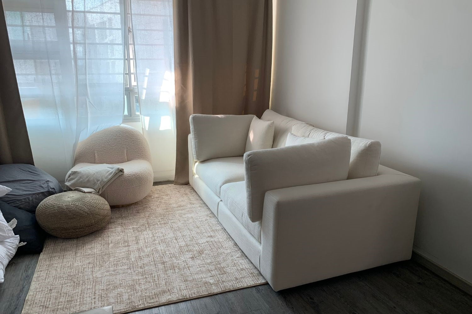 Claudia 200cm white fabric sofa