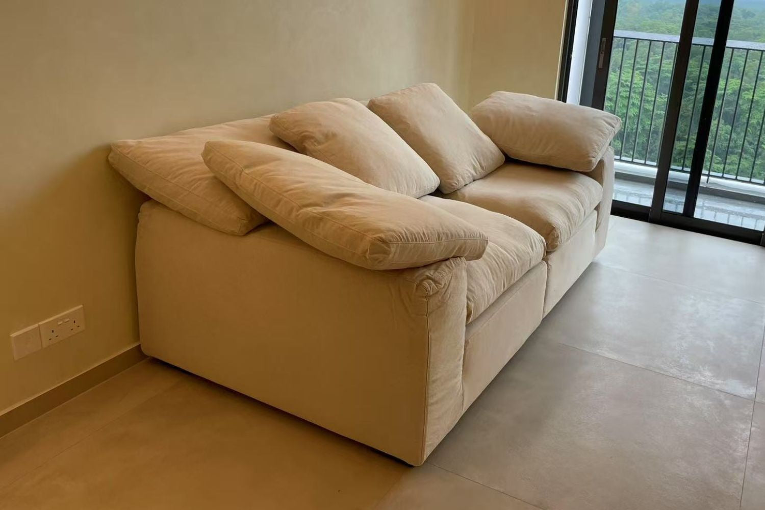 Cloud 3 seater beige fabric sofa