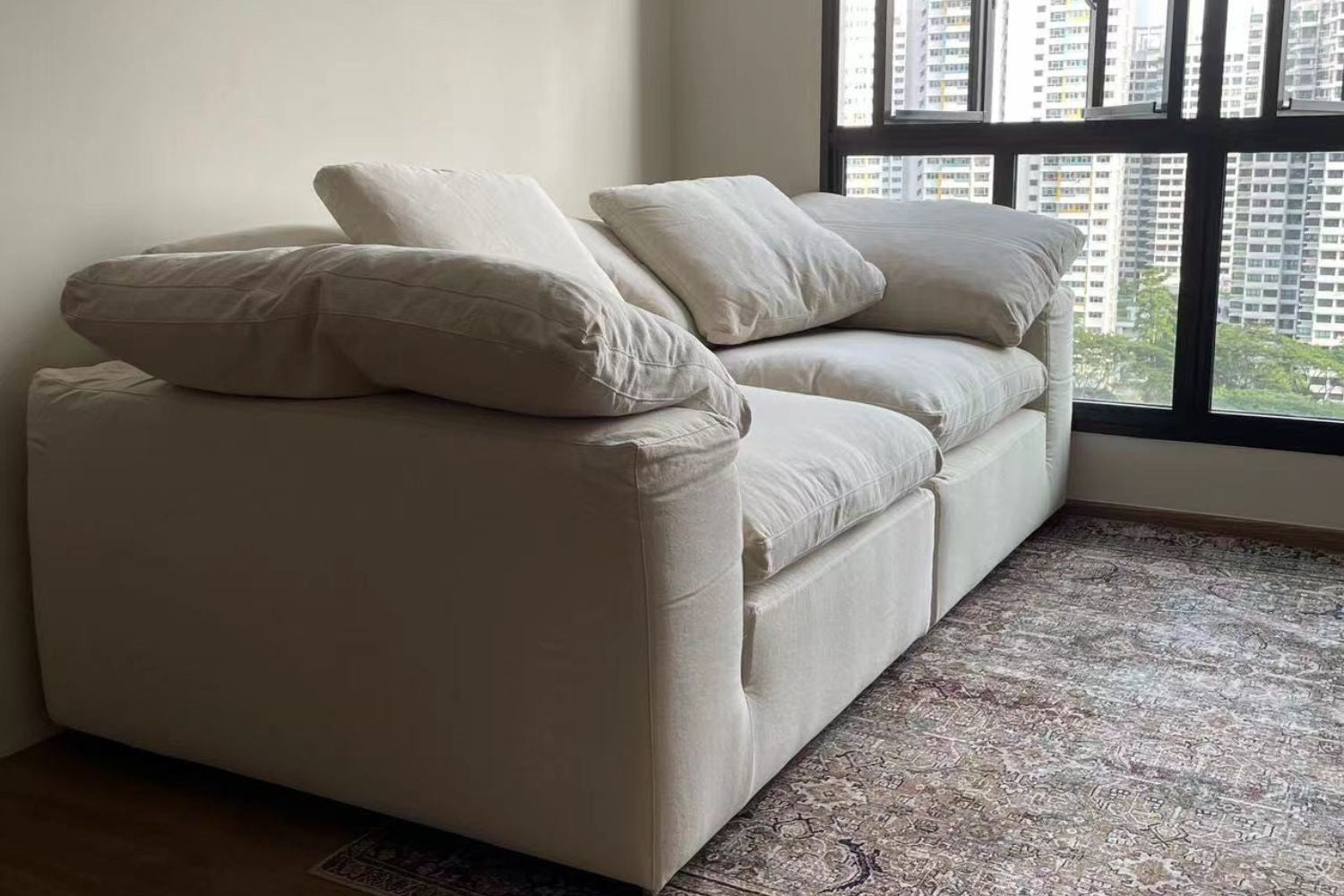 Cloud 210cm beige fabric sofa