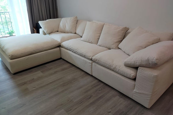 Cloud 342cm Beige (Medici-02) Fabric Sofa + Ottoman | Dec 23