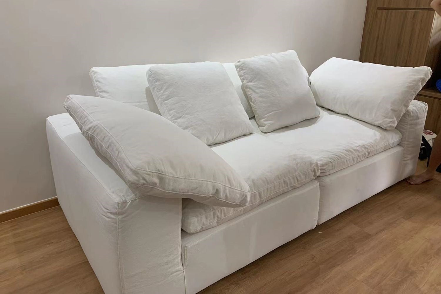 Cloud 228cm white fabric sofa