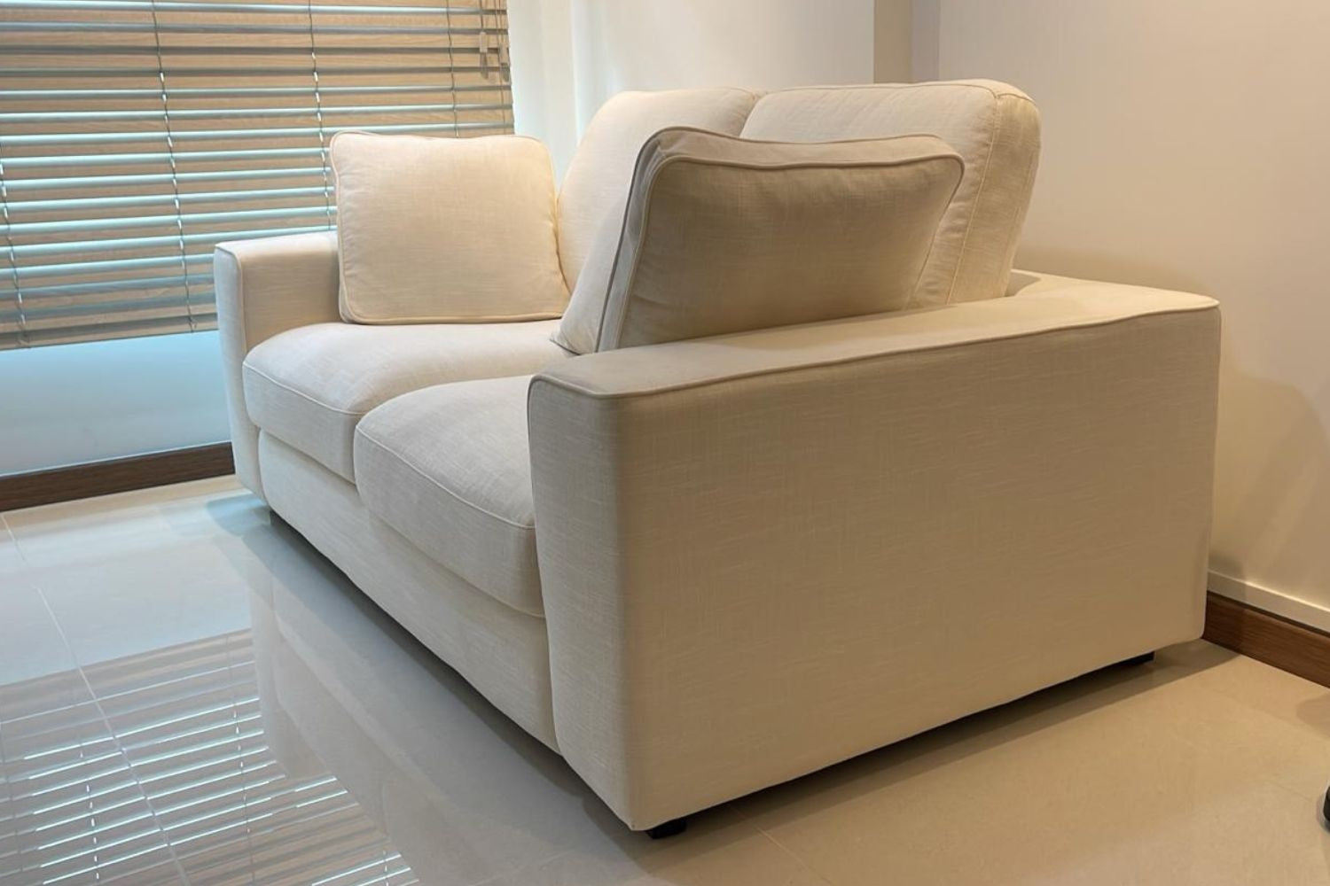 Coastal 2 seater white fabric sofa