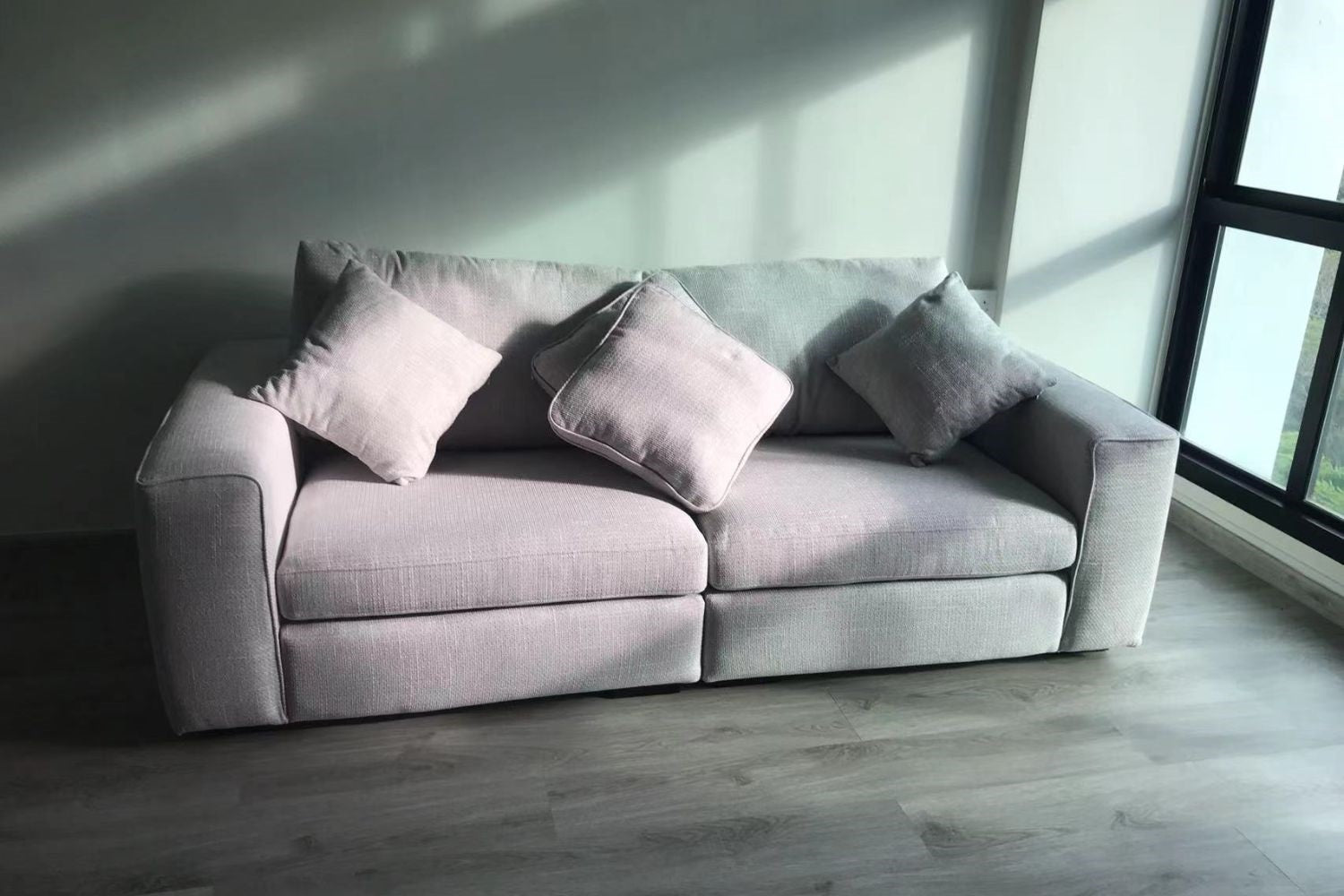 Coastal 220cm grey fabric sofa