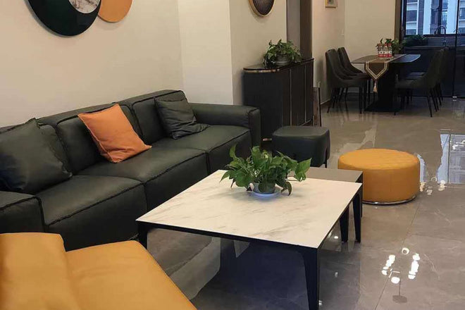 Colby 311cm Black Half Leather Sofa | Demo