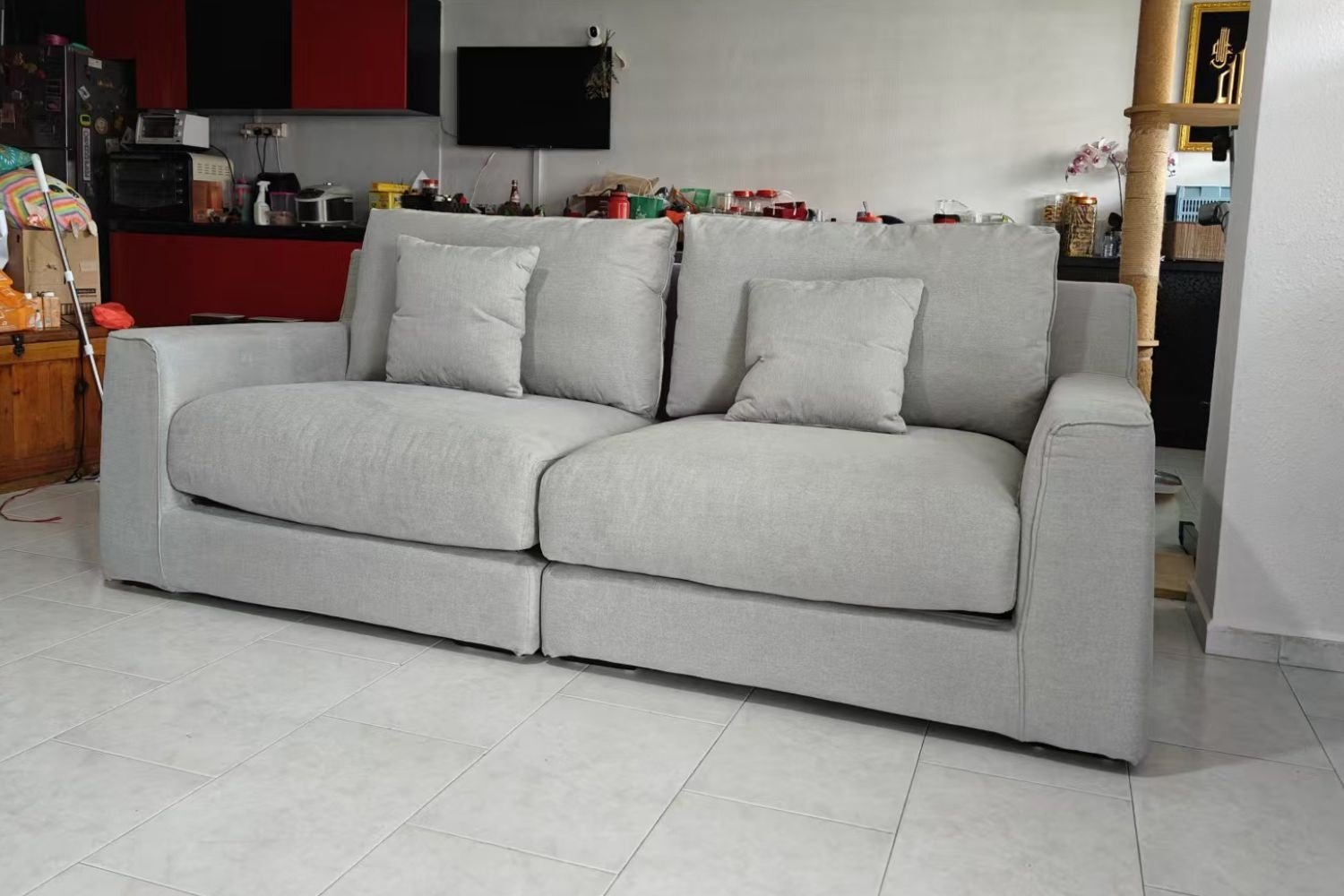 Comfort 3 seater grey fabric sofa
