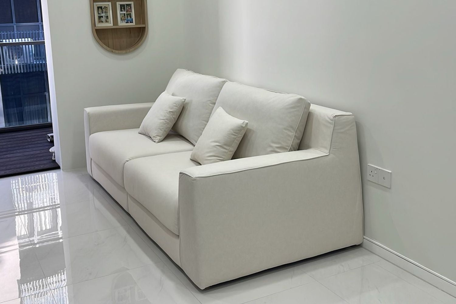 Comfort 3 seater white pet friendly fabric sofa 