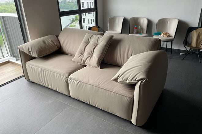 Comfy 220cm Beige (Remy 527) Half Leather Sofa Jerry | Nov 23
