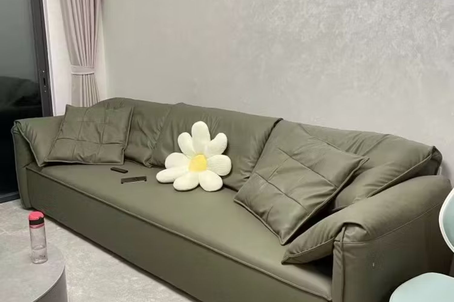 Comfy leather sofa in green