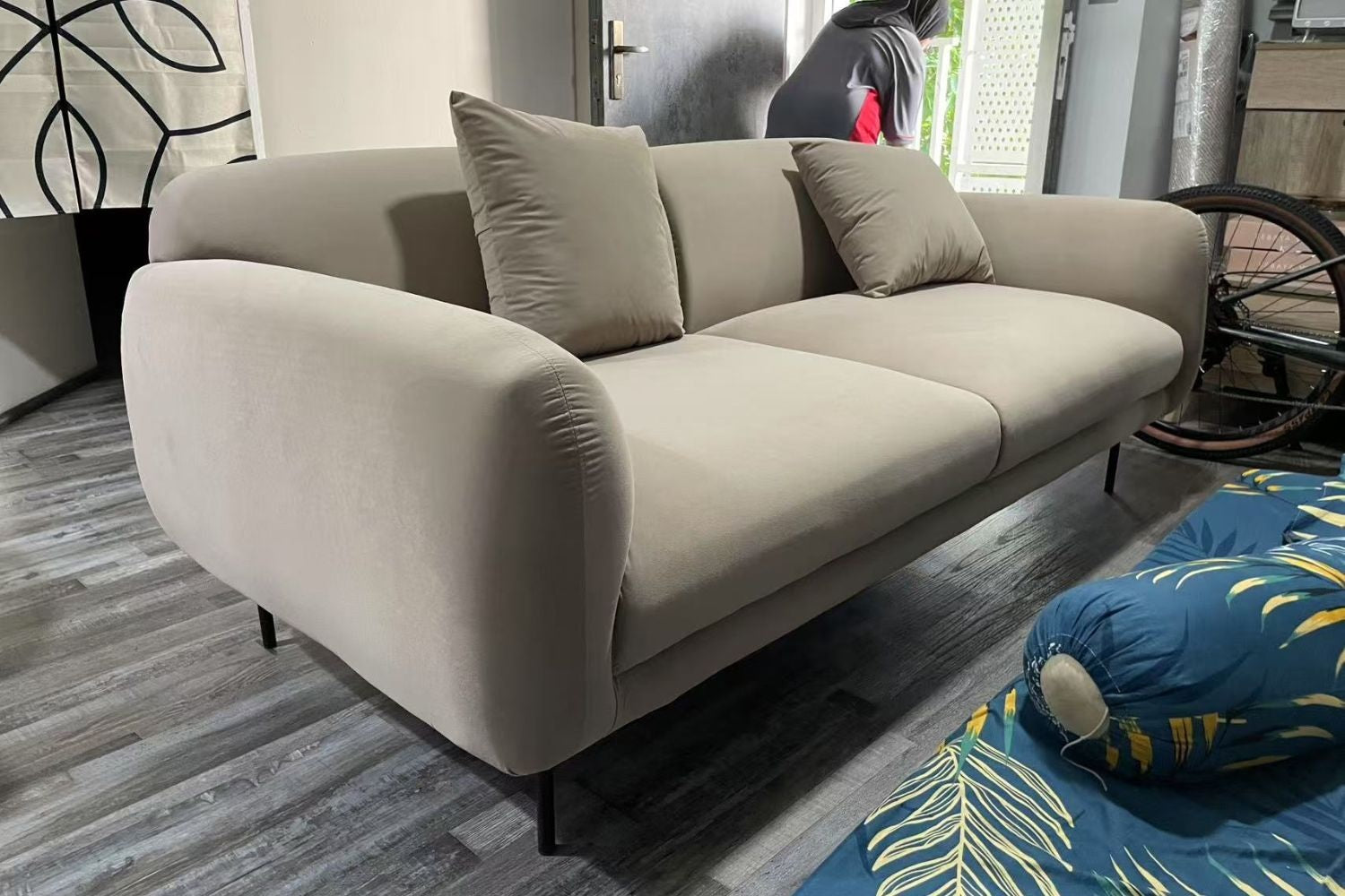 Contour 3 seater brown fabric sofa