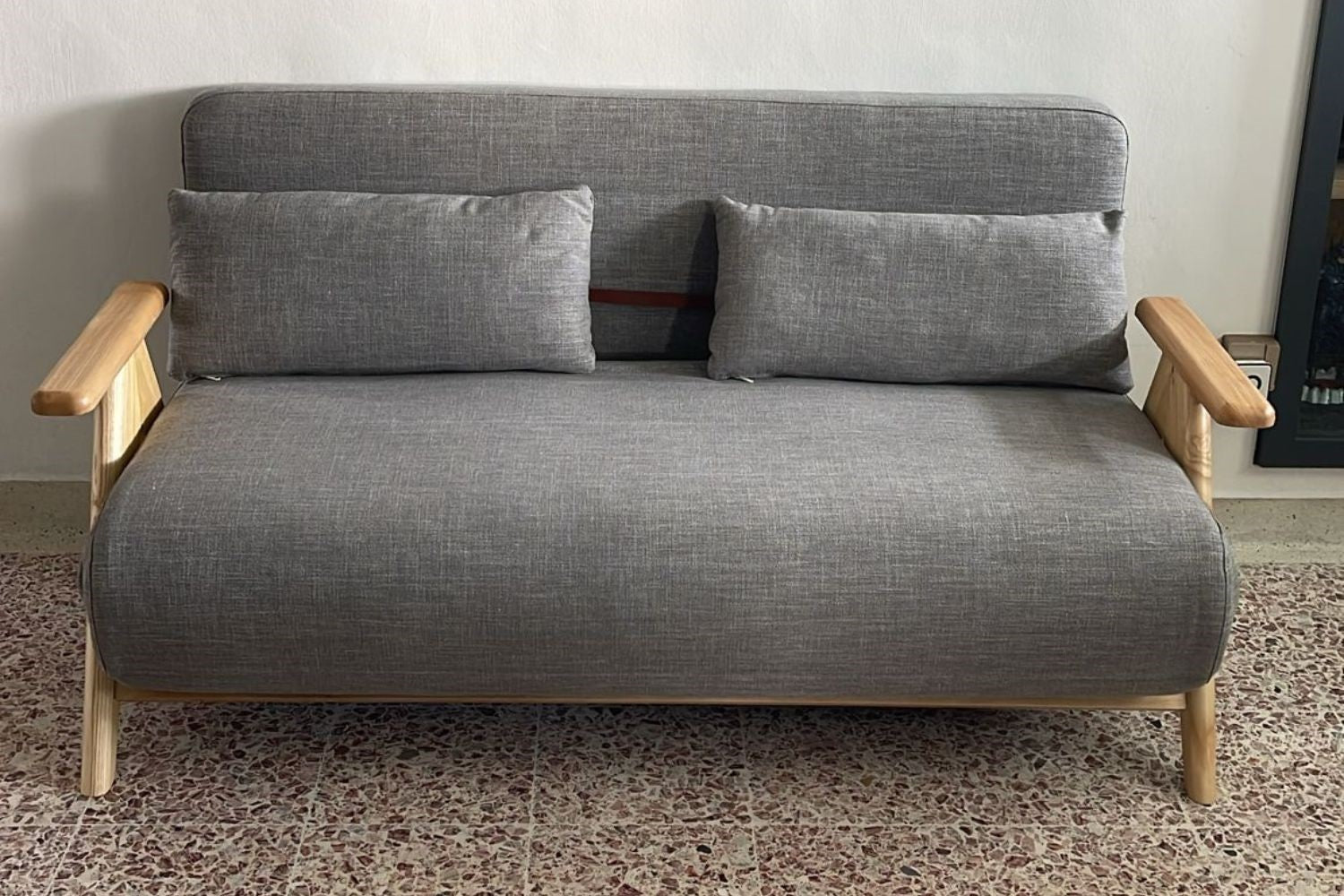 Corona 165cm grey fabric sofa
