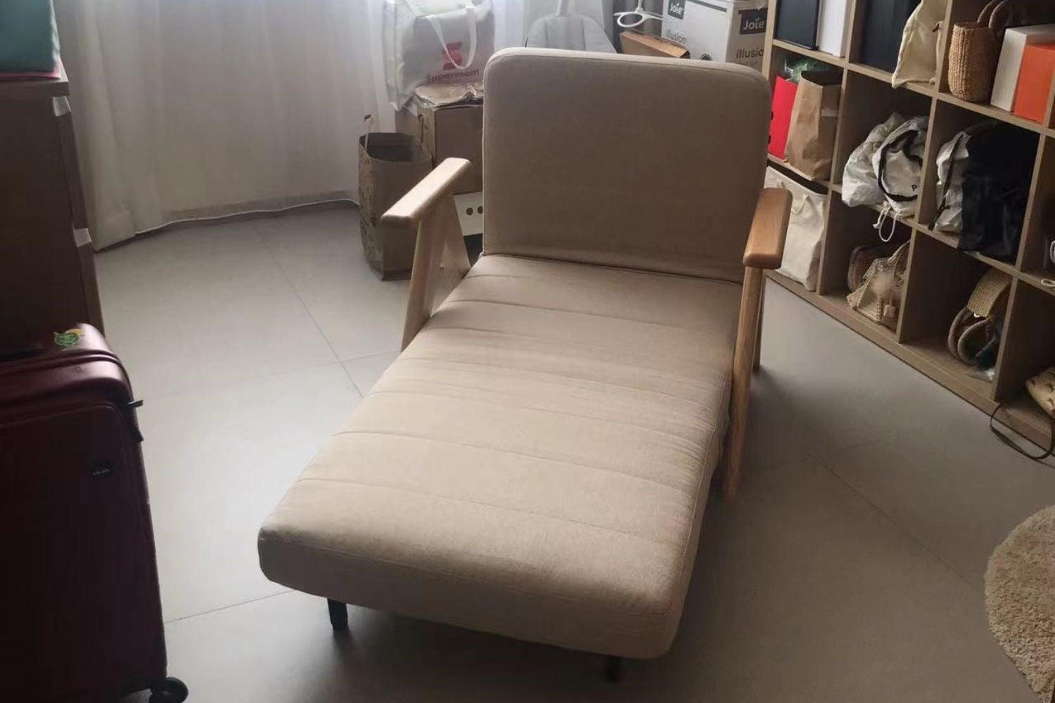 Corona 90cm beige sofa bed in customer's home