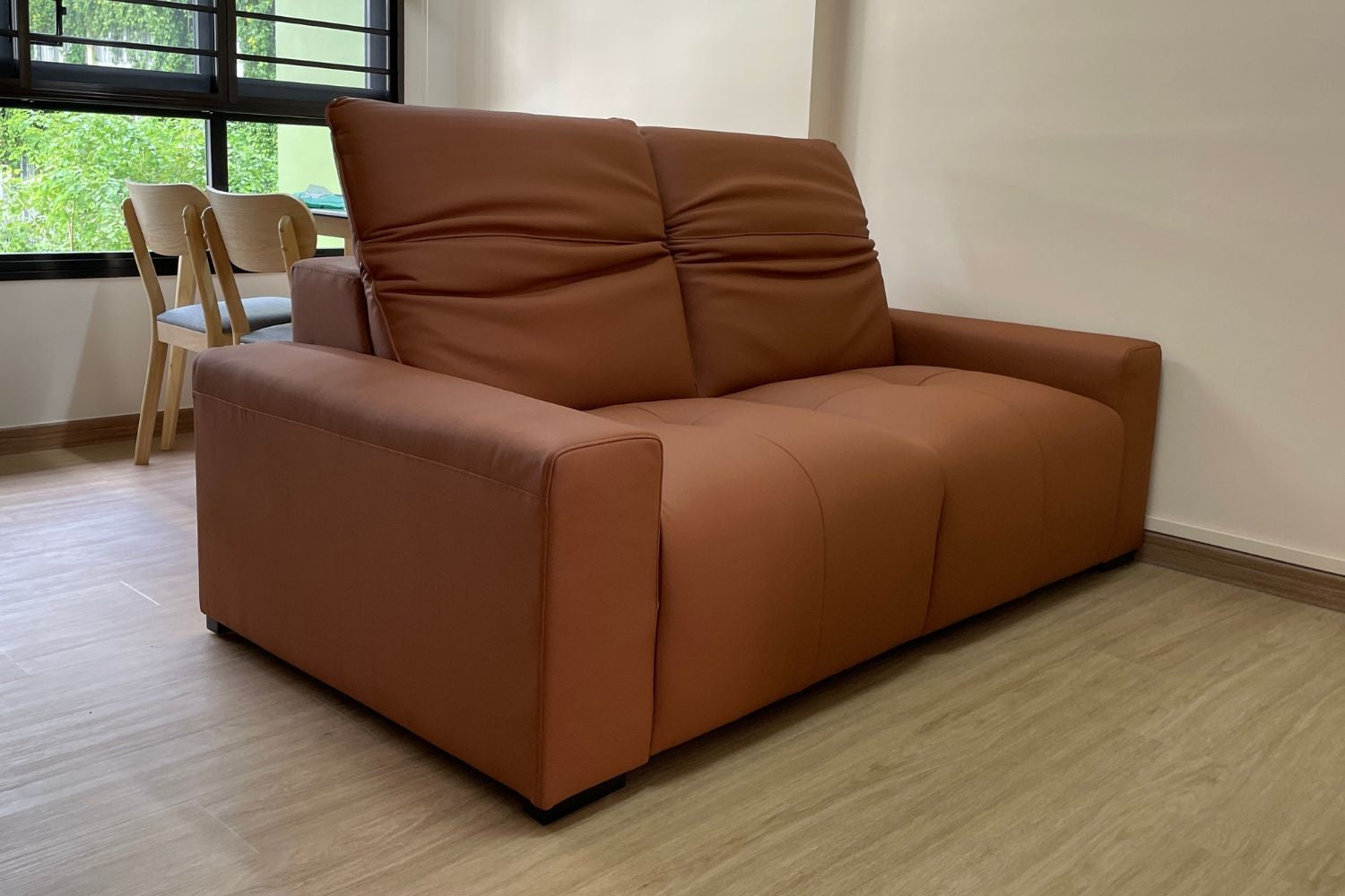 Cove 186cm brown half leather sofa