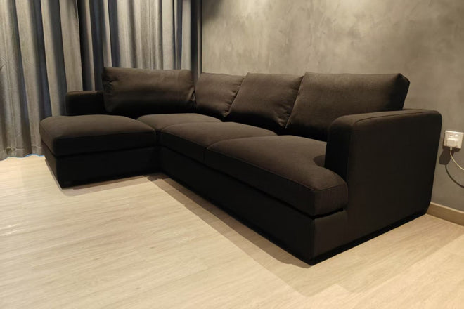 Crescent 260cm Black Fabric Sectional Sofa Eiin | Jun 25