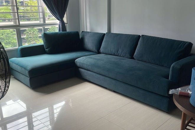 Crescent 300cm Blue (Ease 72) Easy Clean Fabric Sectional Sofa Ayu Ros | Mar 25